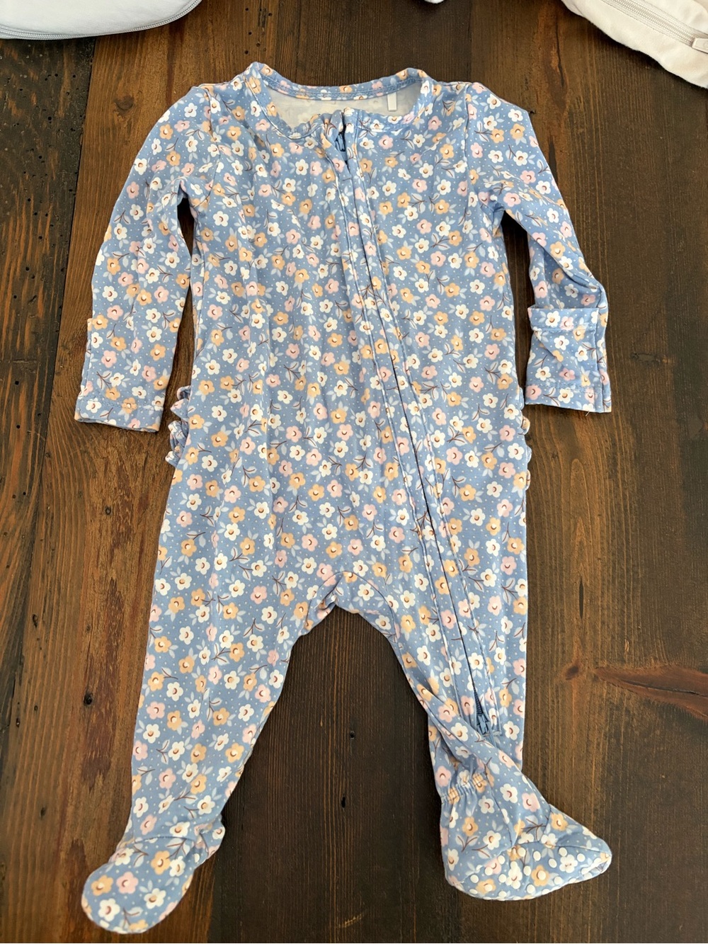 Angel Dear Blue Floral Footed One-Piece